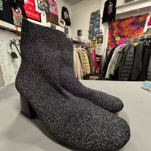 Celine Black Sparkle Heeled Sock Boots